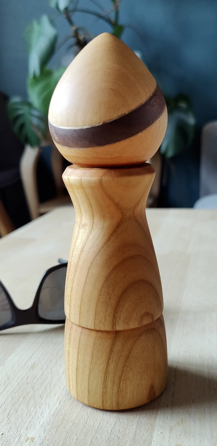 cherry pepper grinder with walnut detail.