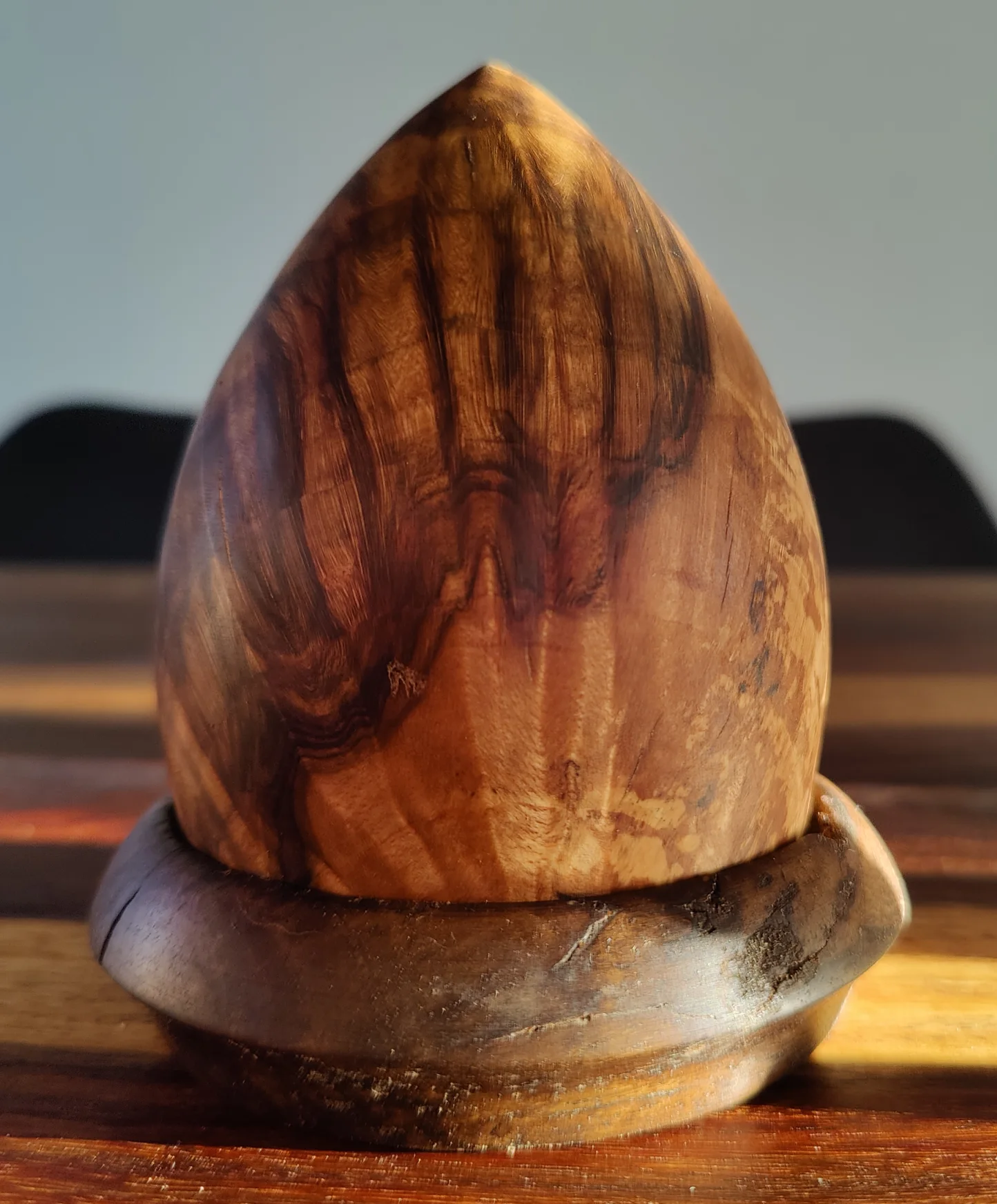 raffle cup made from wood. It looks a bit like an acorn